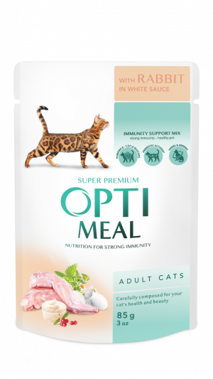 OPTIMEAL  вологий корм  для котів з кроликом в білому соусі 0,085 кг